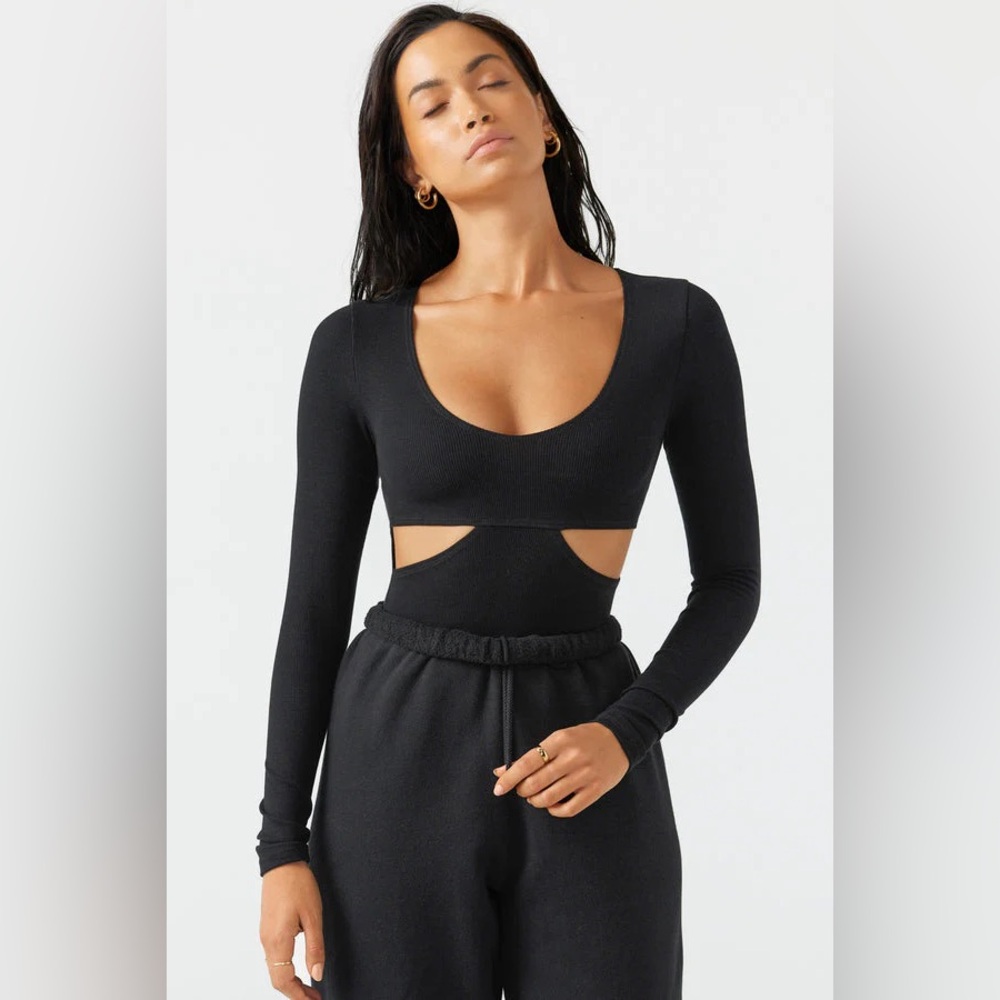 JOAH BROWN Black Cut Out Top